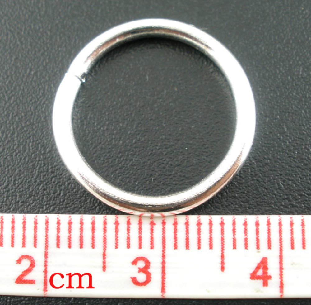 10 tjocka öppna ringar 16 mm silver
