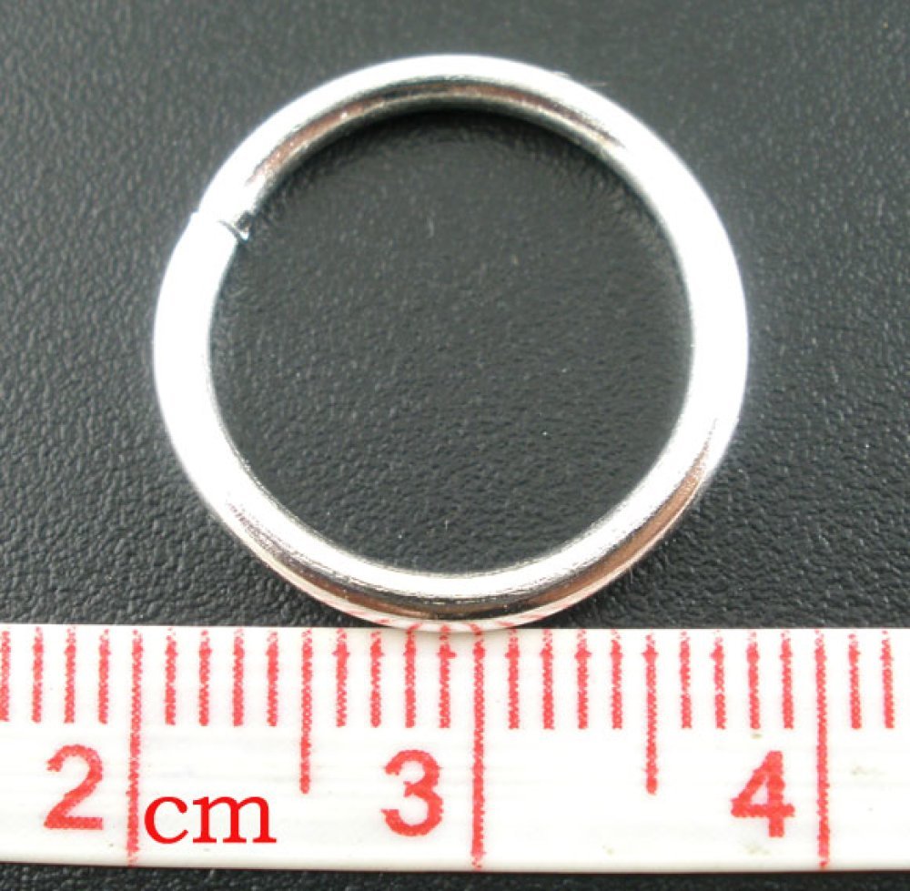 10 tjocka öppna ringar 16 mm silver