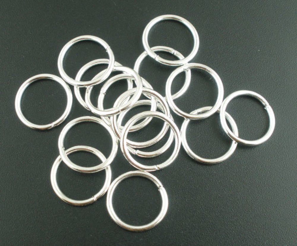 10 tjocka öppna ringar 16 mm silver