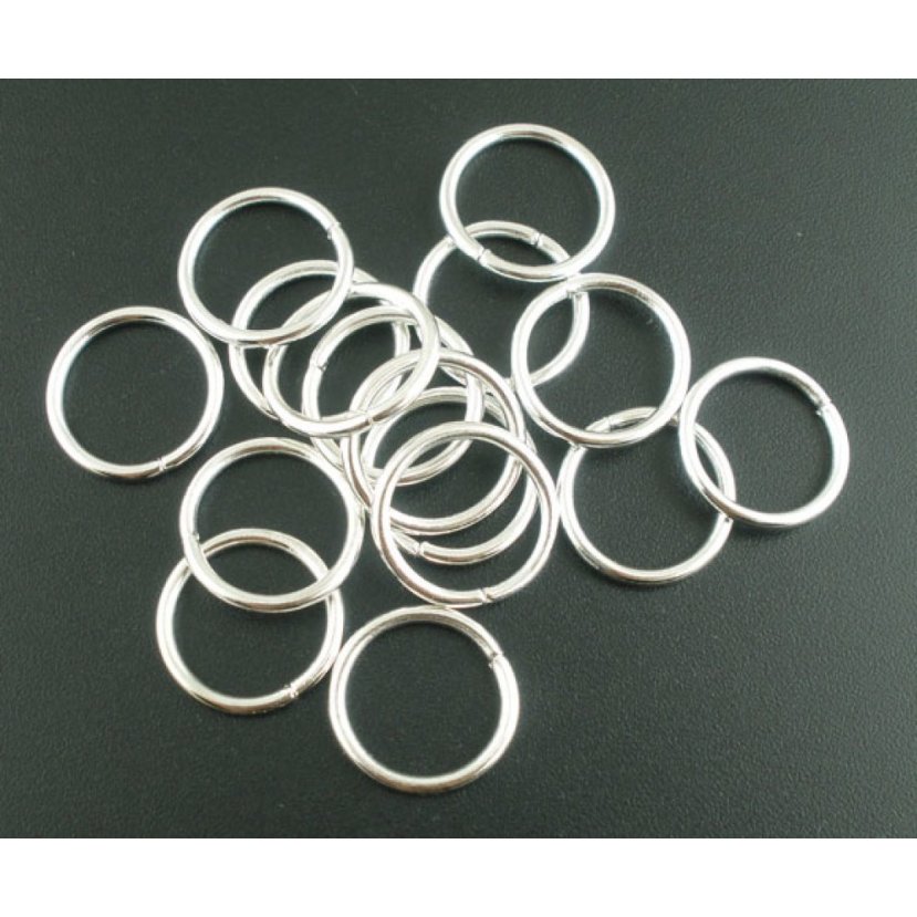 10 tjocka öppna ringar 16 mm silver
