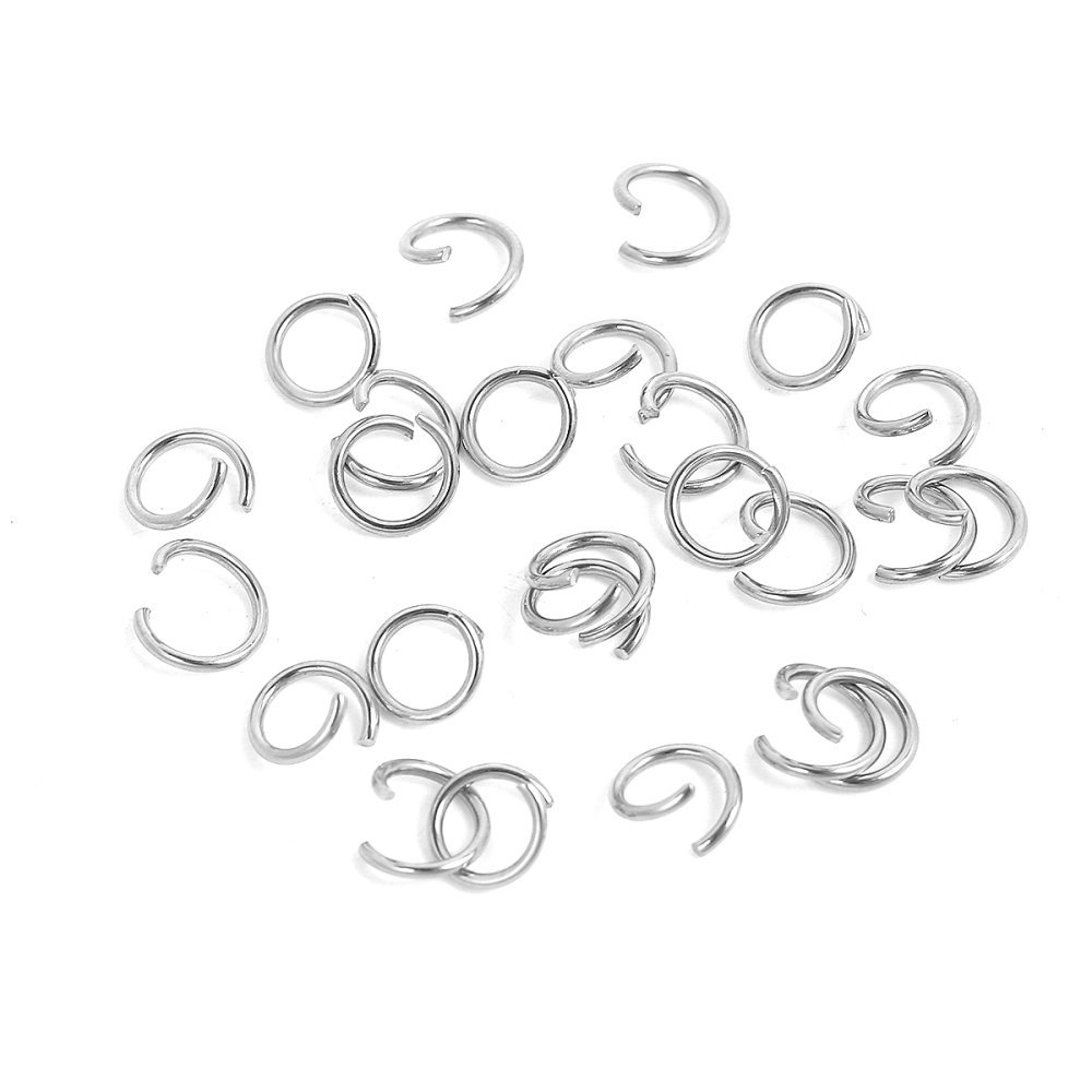 10 öppna anslutningsringar 08 mm Rostfritt
