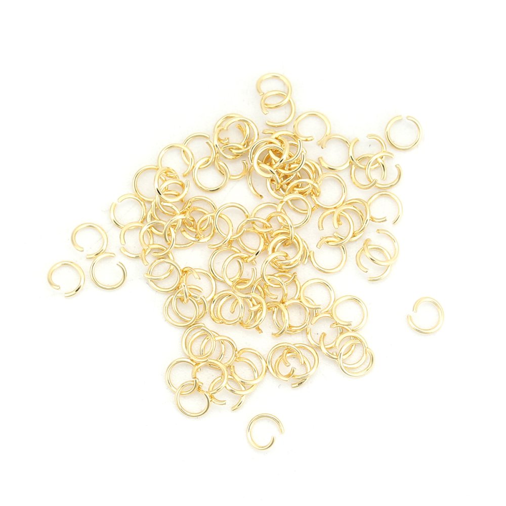 10 öppna förbindningsringar 03 mm Rostfritt stål guldpläterat