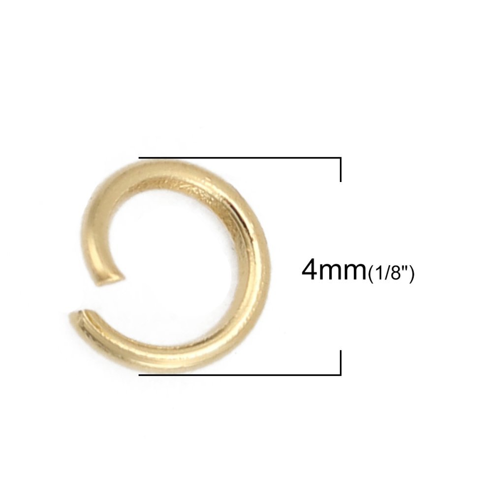 10 öppna förbindningsringar 04 mm Rostfritt stål förgyllt