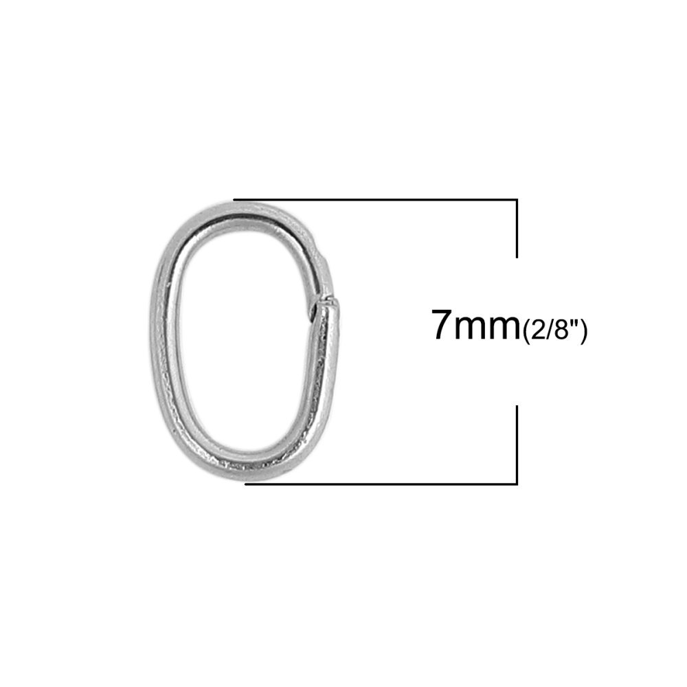 10 Öppna ovala fogringar 07 X 4 mm Rostfritt stål