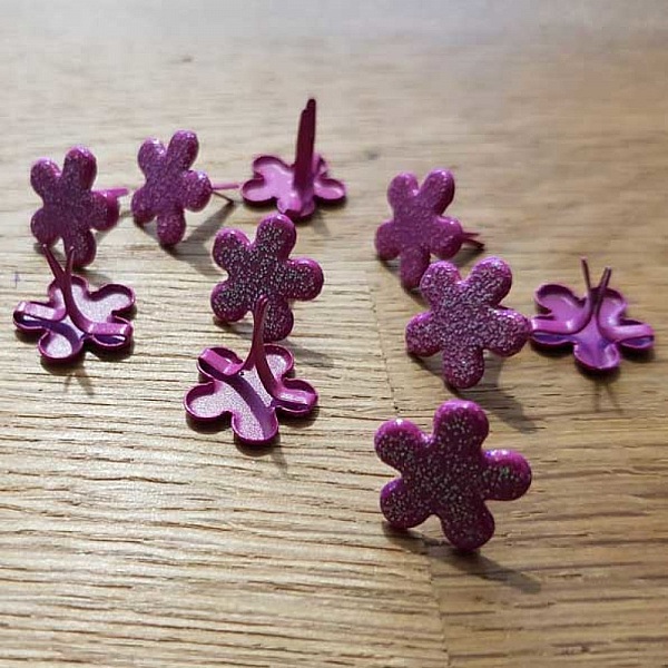 10 Attaches Parisiennes Fleurs paillet&eacute;es dor&eacute; 01- 12 mm