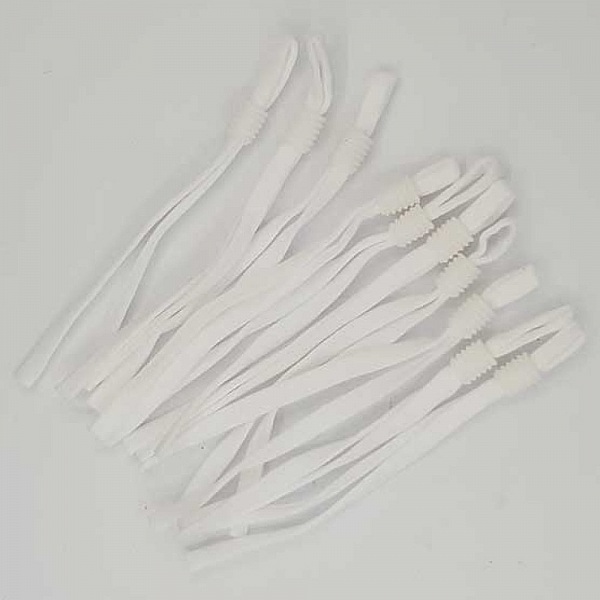 10 vita elastiska band med justerbart sp&auml;nne f&ouml;r att f&auml;sta masken. N&deg;02.