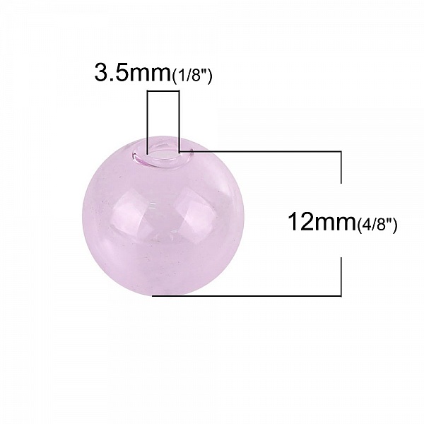 10 x 12mm runda glaskulor Rosa att fylla