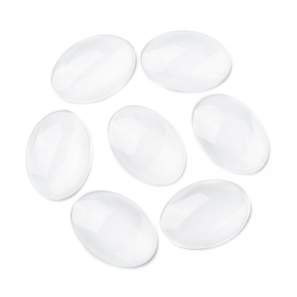 10 ovala cabochoner 25 x 35 mm i klart glas N&deg;20