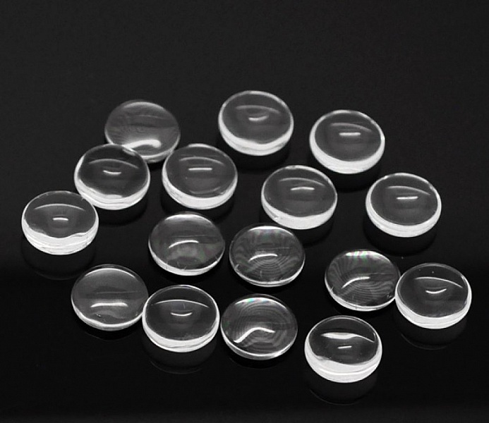 10 Cabochons Round 12 mm i transparent glas N&deg;03