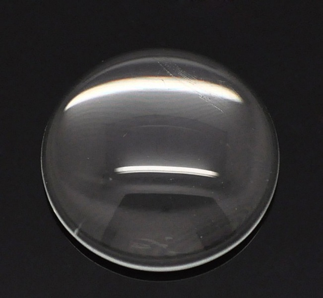 10 Cabochons Round 18 mm i klart glas N&deg;07