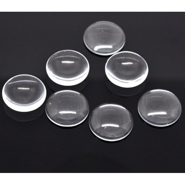 10 Cabochons Rund 25 mm i klart glas N&deg;11 standard