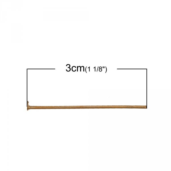 10 spikar 30 mm platt huvud 14K guldpl&auml;terade