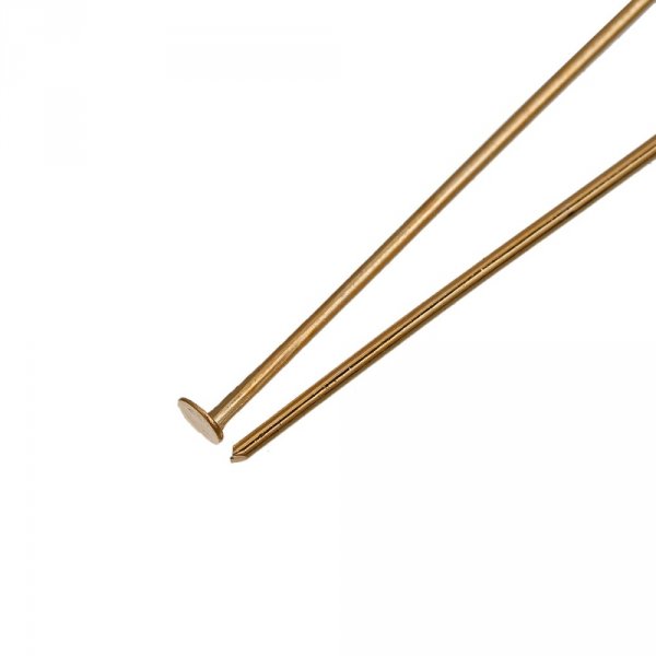 10 spikar 30 mm platt huvud 14K guldpl&auml;terade