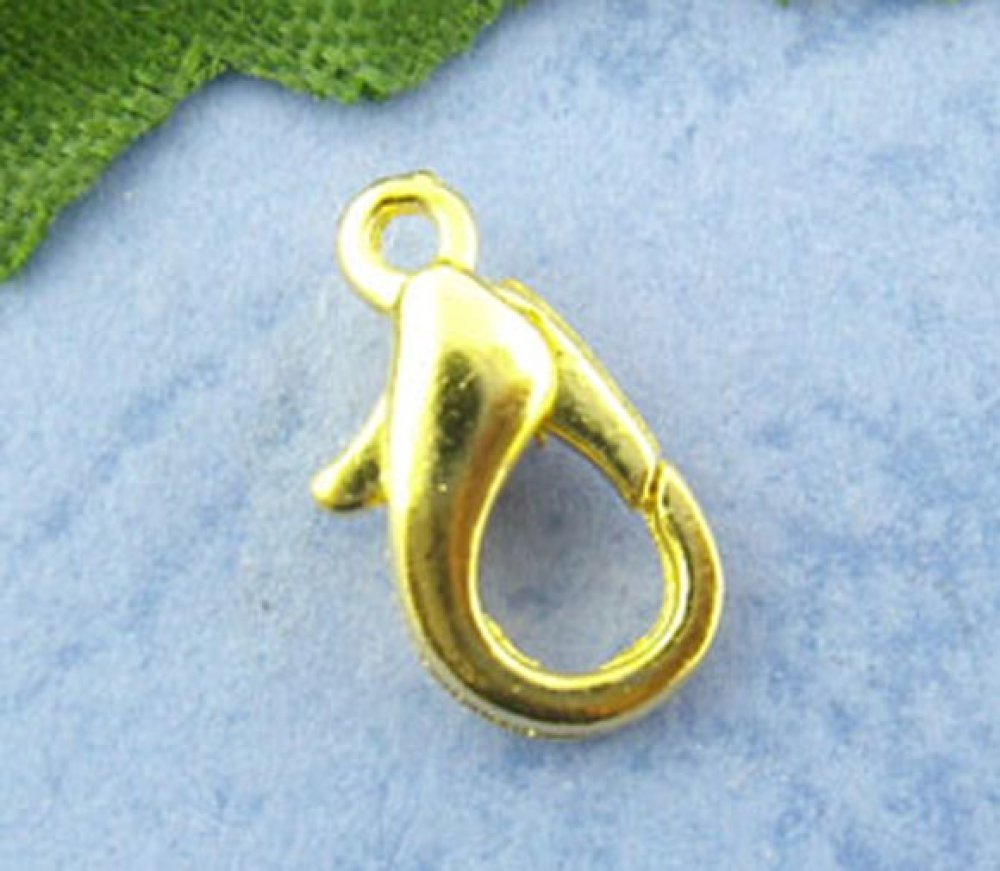 10 karbinhakarspännen 12 x 07 mm guldpläterade