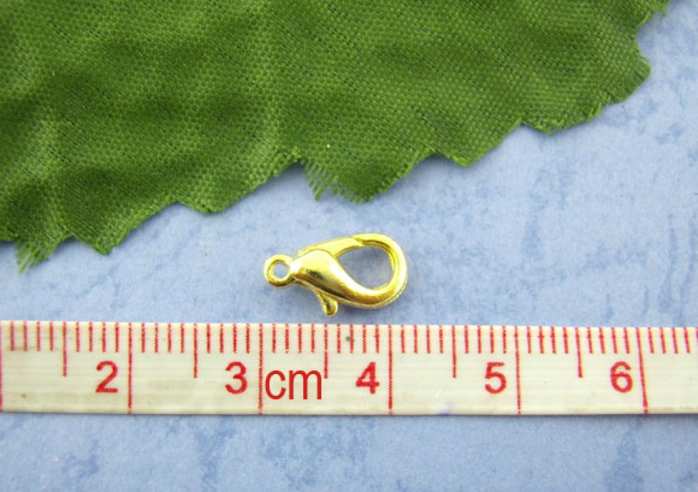 10 karbinhakarspännen 12 x 07 mm guldpläterade
