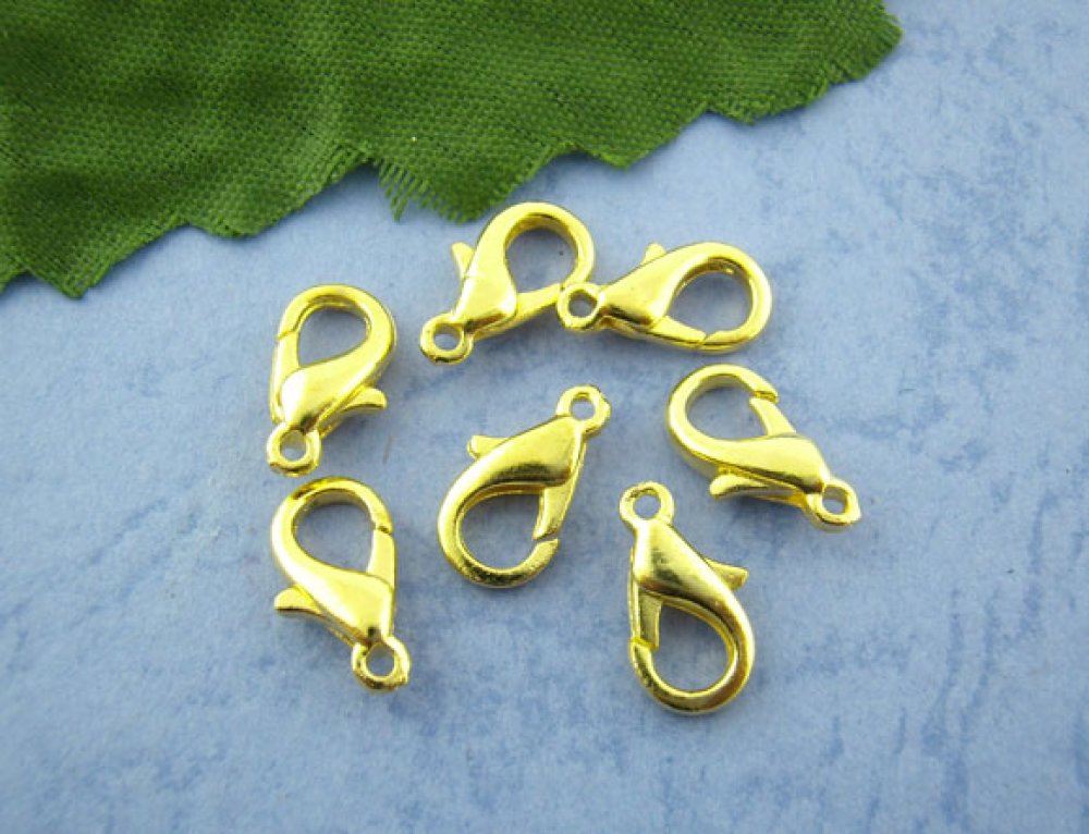 10 karbinhakarspännen 12 x 07 mm guldpläterade