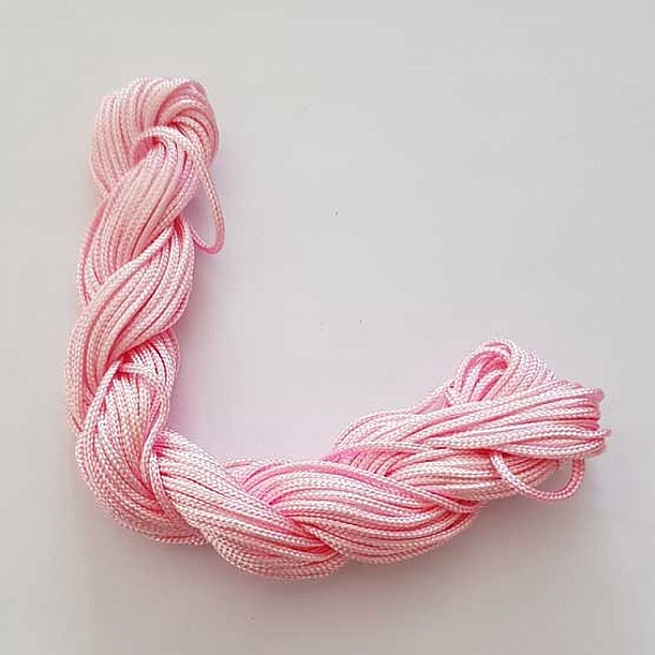 10 M&egrave;tres de Cordons 2 mm Nylon Tress&eacute;s Rose