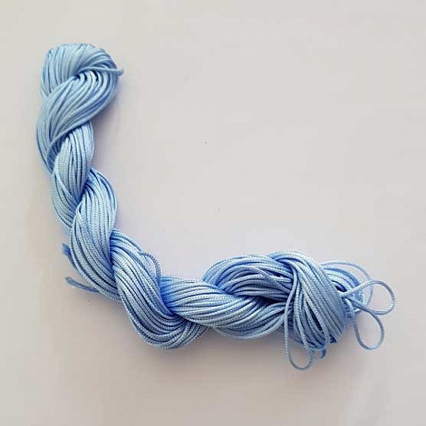10 M&egrave;tres de Cordons 2 mm Nylon Tress&eacute;s Bleu Ciel
