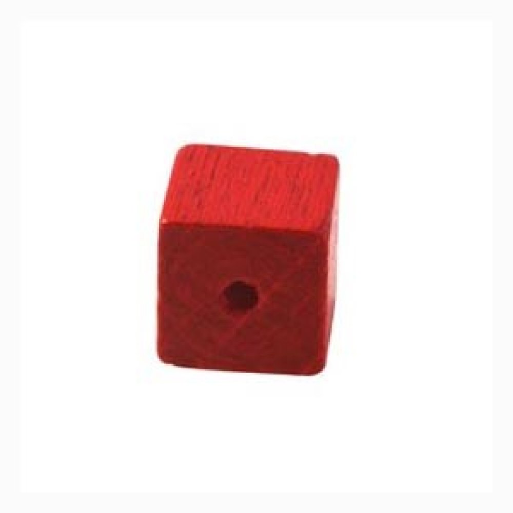 10 träpärlor kub/kvadrat 10 mm röd