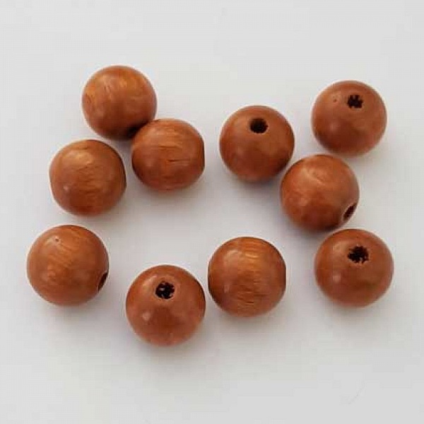10 Perles Bois ronde 10 mm Marron N&deg;01