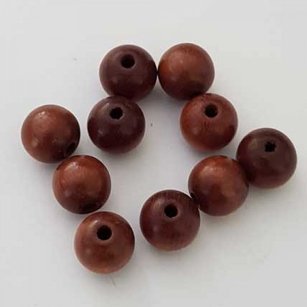 10 Perles Bois ronde 10 mm Marron N&deg;02