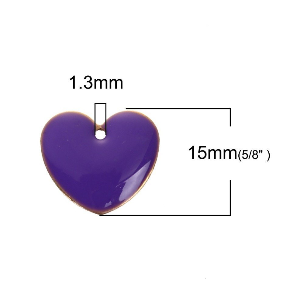 10 dubbelsidiga emaljerade silverpaljetter hjärta N°01