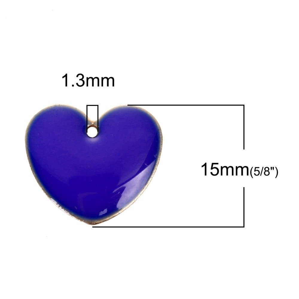 10 dubbelsidiga emaljerade silverpaljetter hjärta N°02