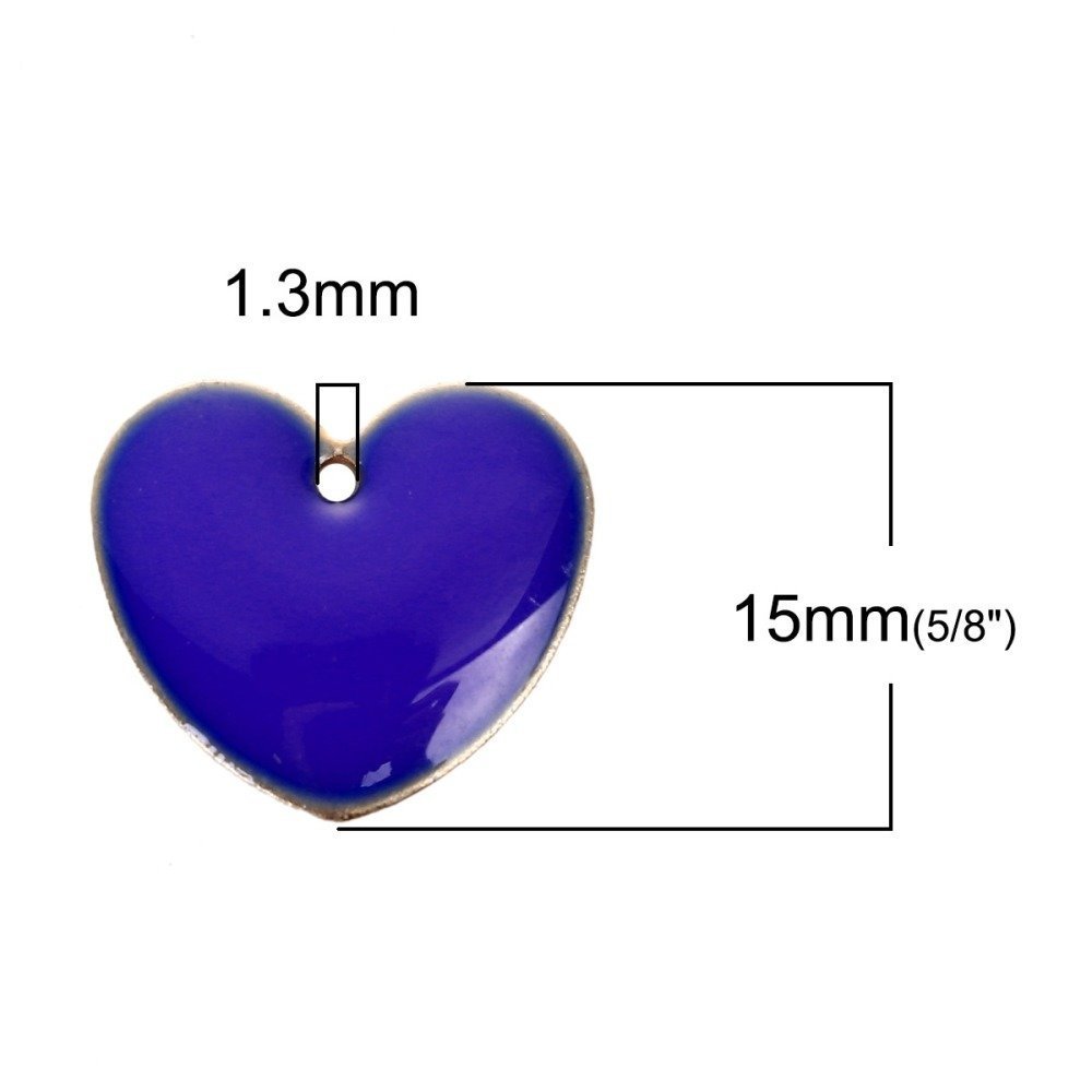 10 dubbelsidiga emaljerade silverpaljetter hjärta N°02