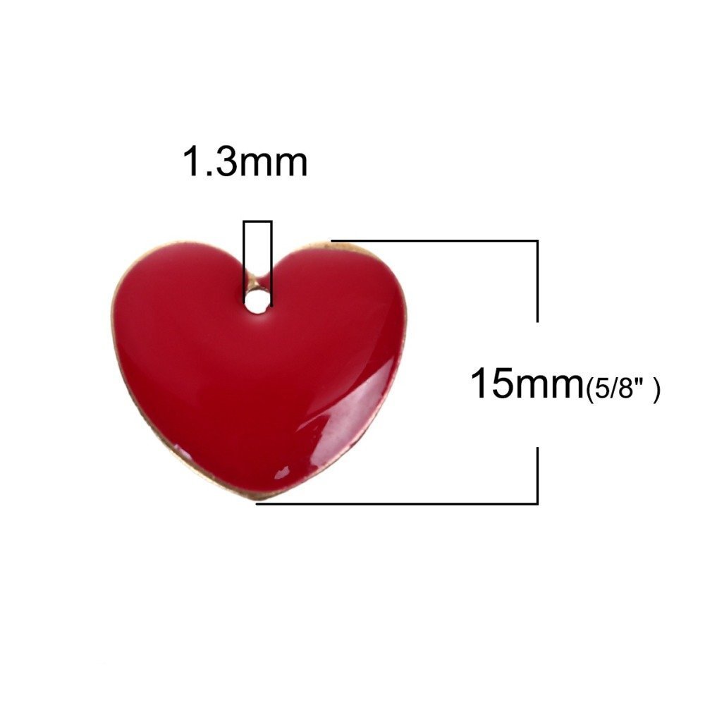 10 dubbelsidiga emaljerade silverpaljetter hjärta N°03