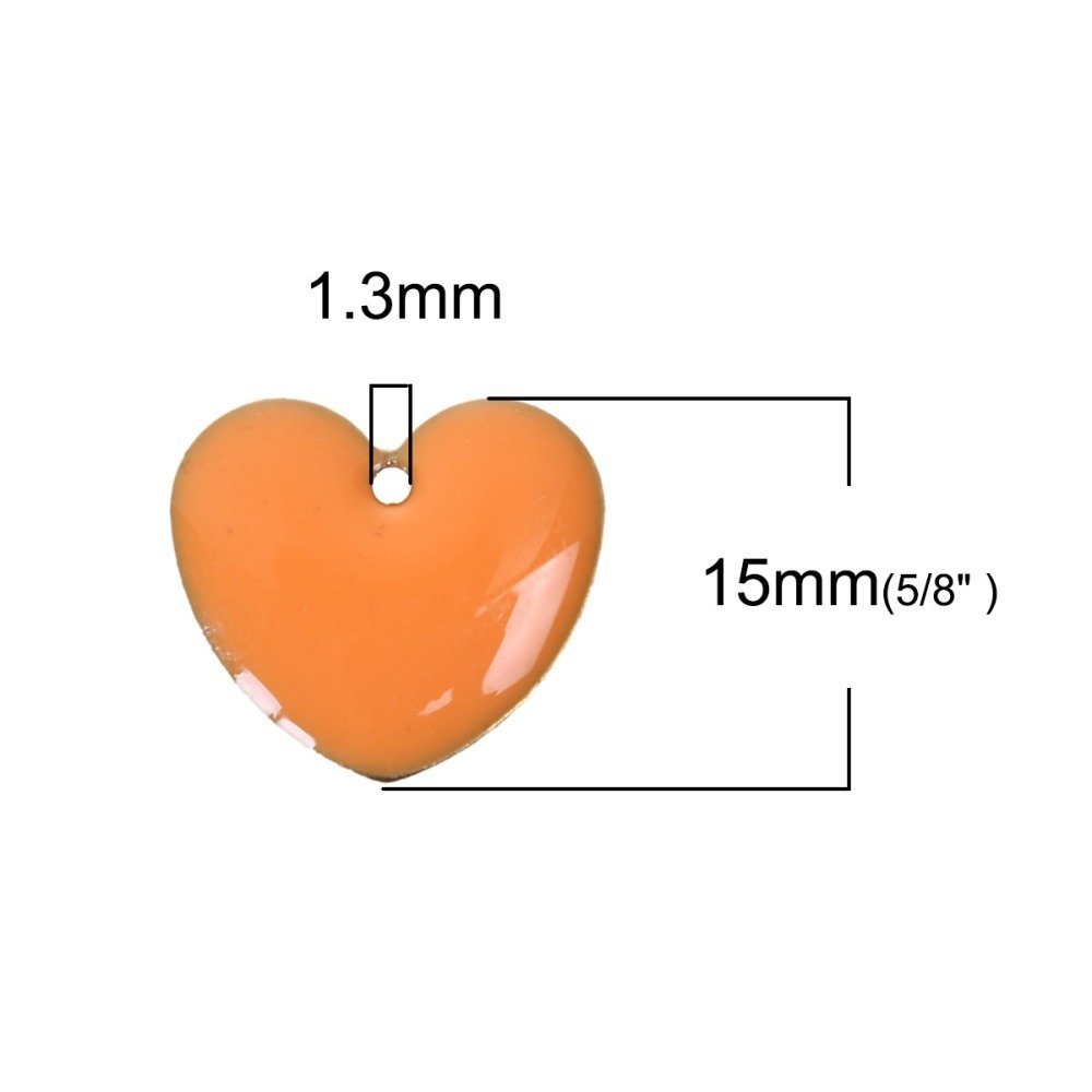 10 dubbelsidiga emaljerade silverpaljetter hjärta N°05