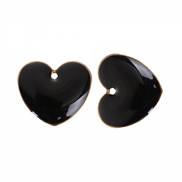 10 dubbelsidiga emaljerade silverpaljetter hj&auml;rta N&deg;06