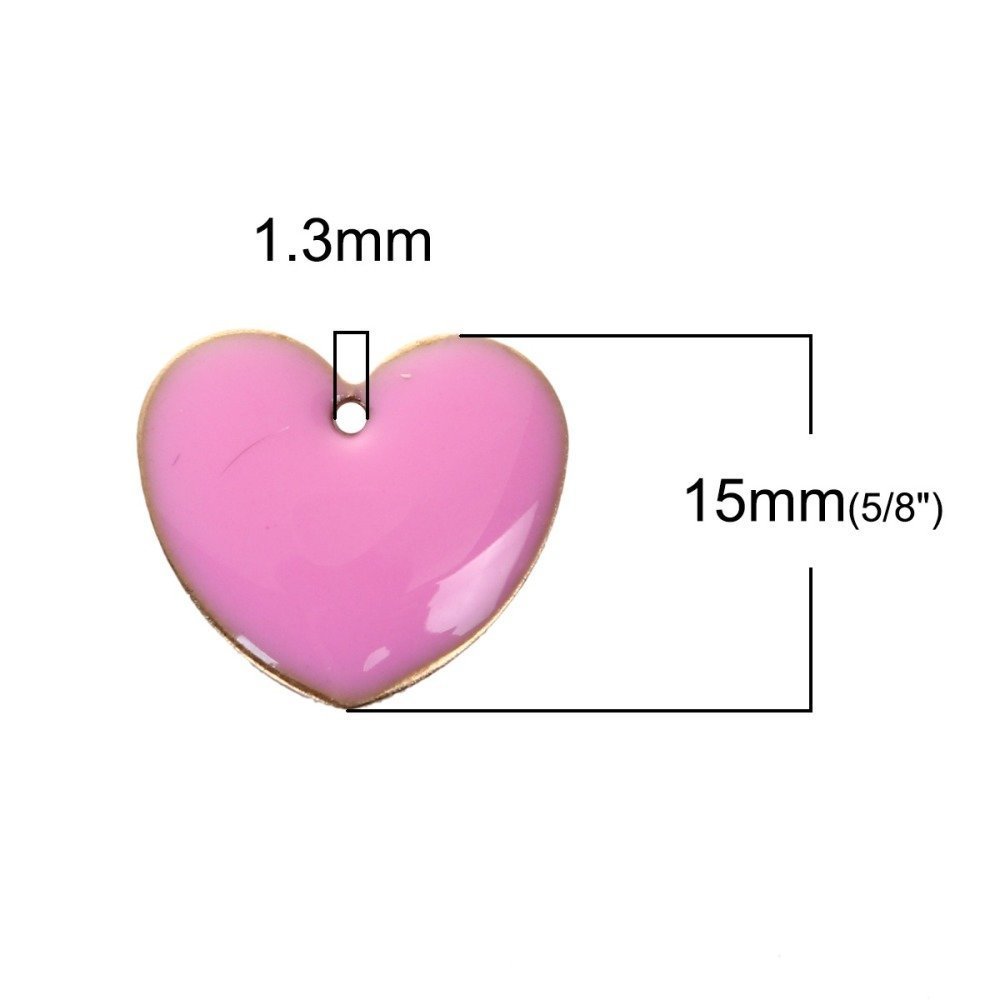10 dubbelsidiga emaljerade silverpaljetter hjärta N°07