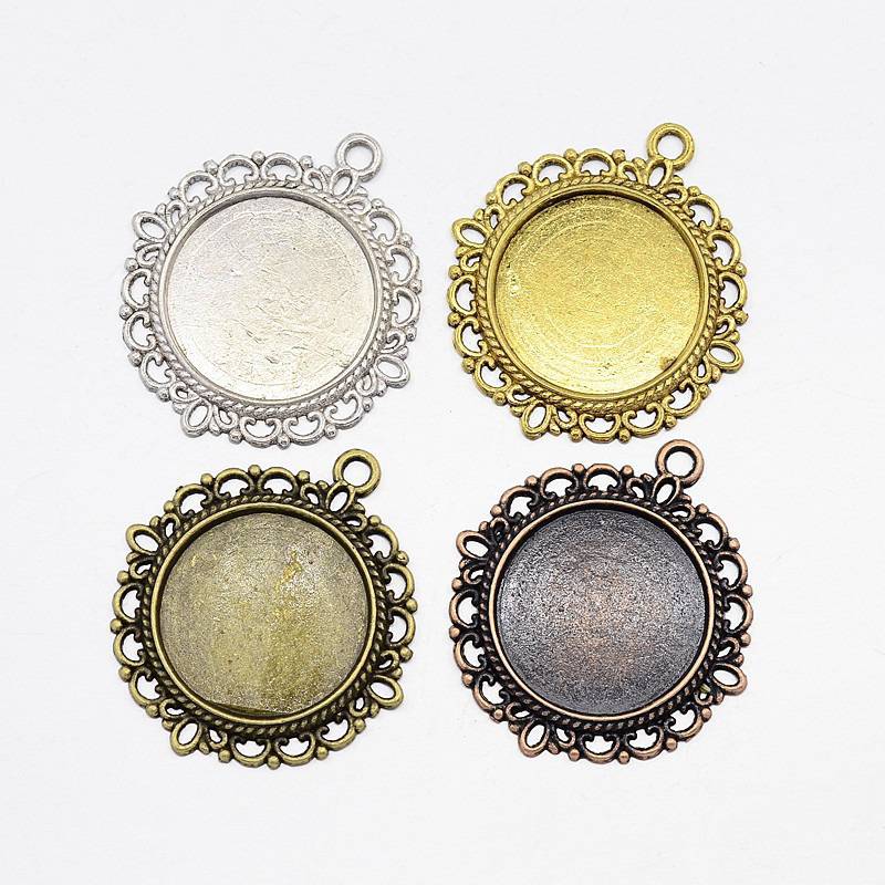 10 x 20mm sorterade cabochonhållare, cabochonhängare X0013NR 
