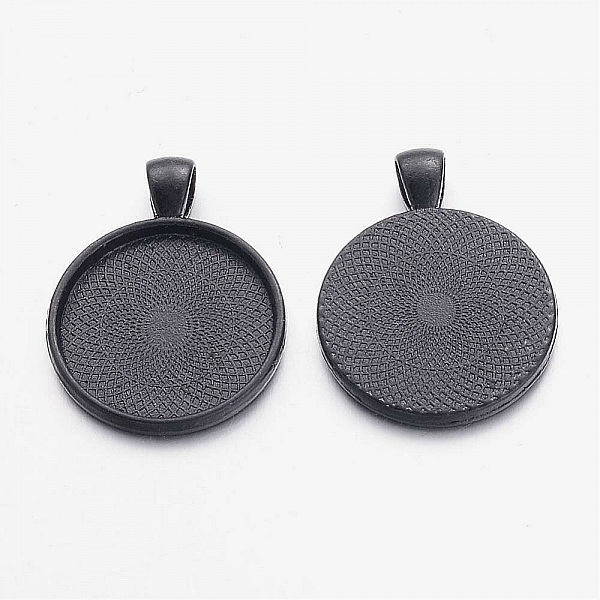 10 x 25mm svart cabochon h&aring;llare, cabochon h&auml;ngare 16NR