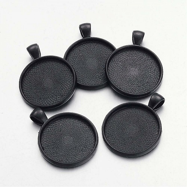 10 x 25mm svart cabochon h&aring;llare, cabochon h&auml;ngare 16NR