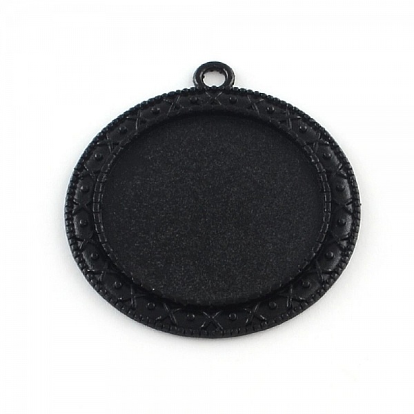 10 x 30mm svart cabochon h&aring;llare, cabochon h&auml;ngare 06NR