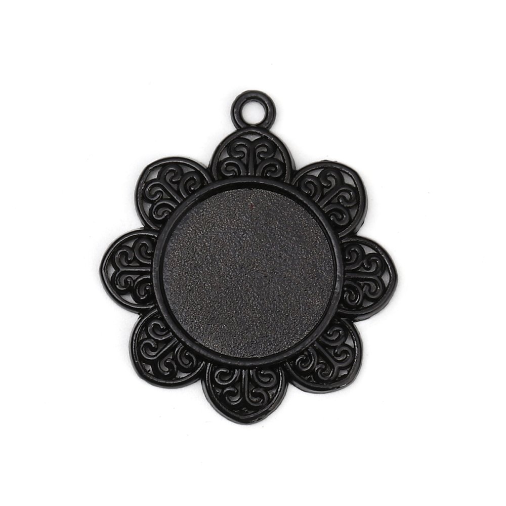 10 x 20mm Svart cabochon hållare, cabochon hängare 8500