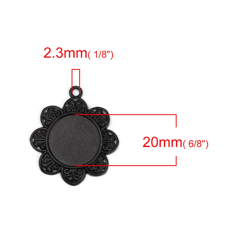 10 x 20mm Svart cabochon hållare, cabochon hängare 8500