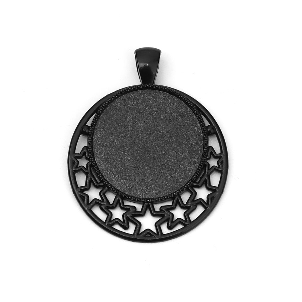 10 x 25mm Svart cabochon hållare, cabochon hängare 8501