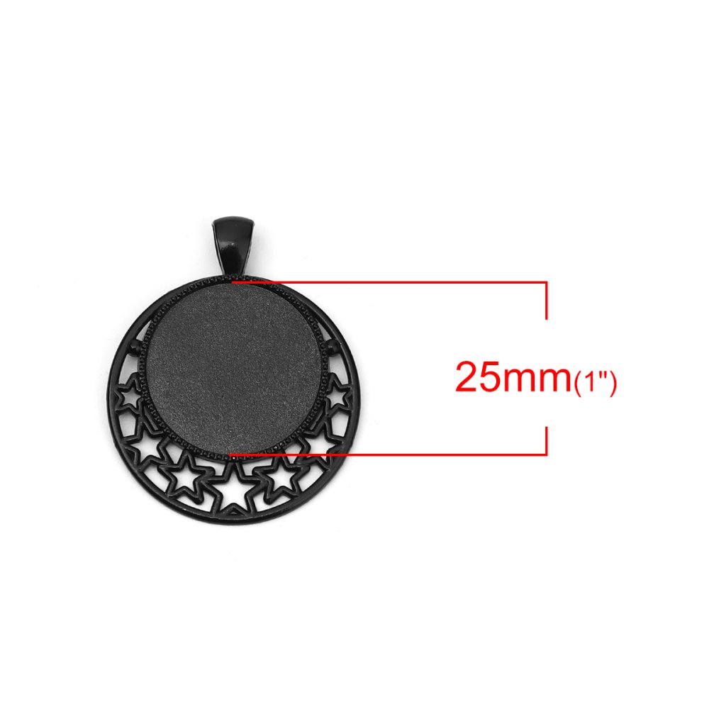 10 x 25mm Svart cabochon hållare, cabochon hängare 8501