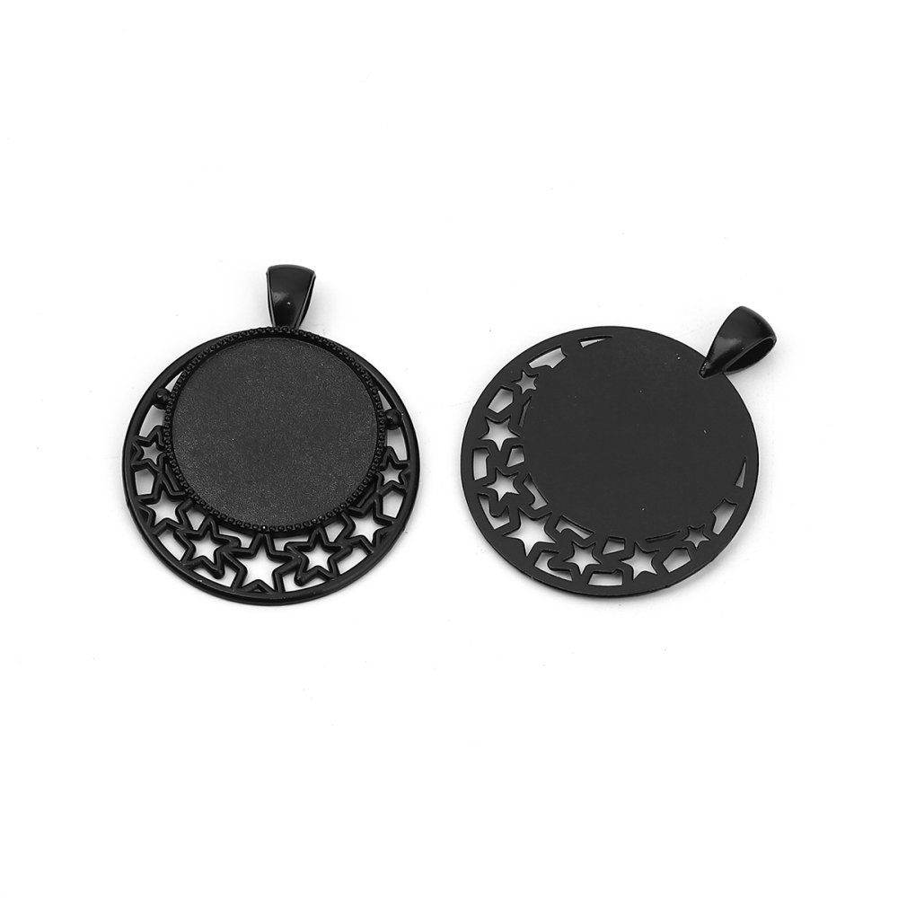10 x 25mm Svart cabochon hållare, cabochon hängare 8501
