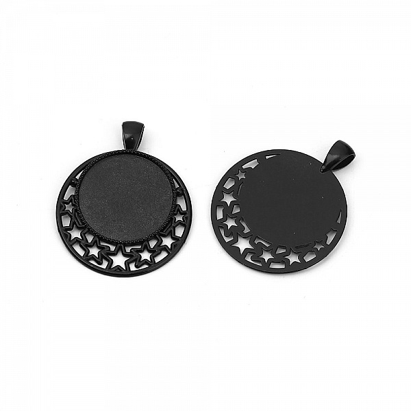 10 x 25mm Svart cabochon h&aring;llare, cabochon h&auml;ngare 8501
