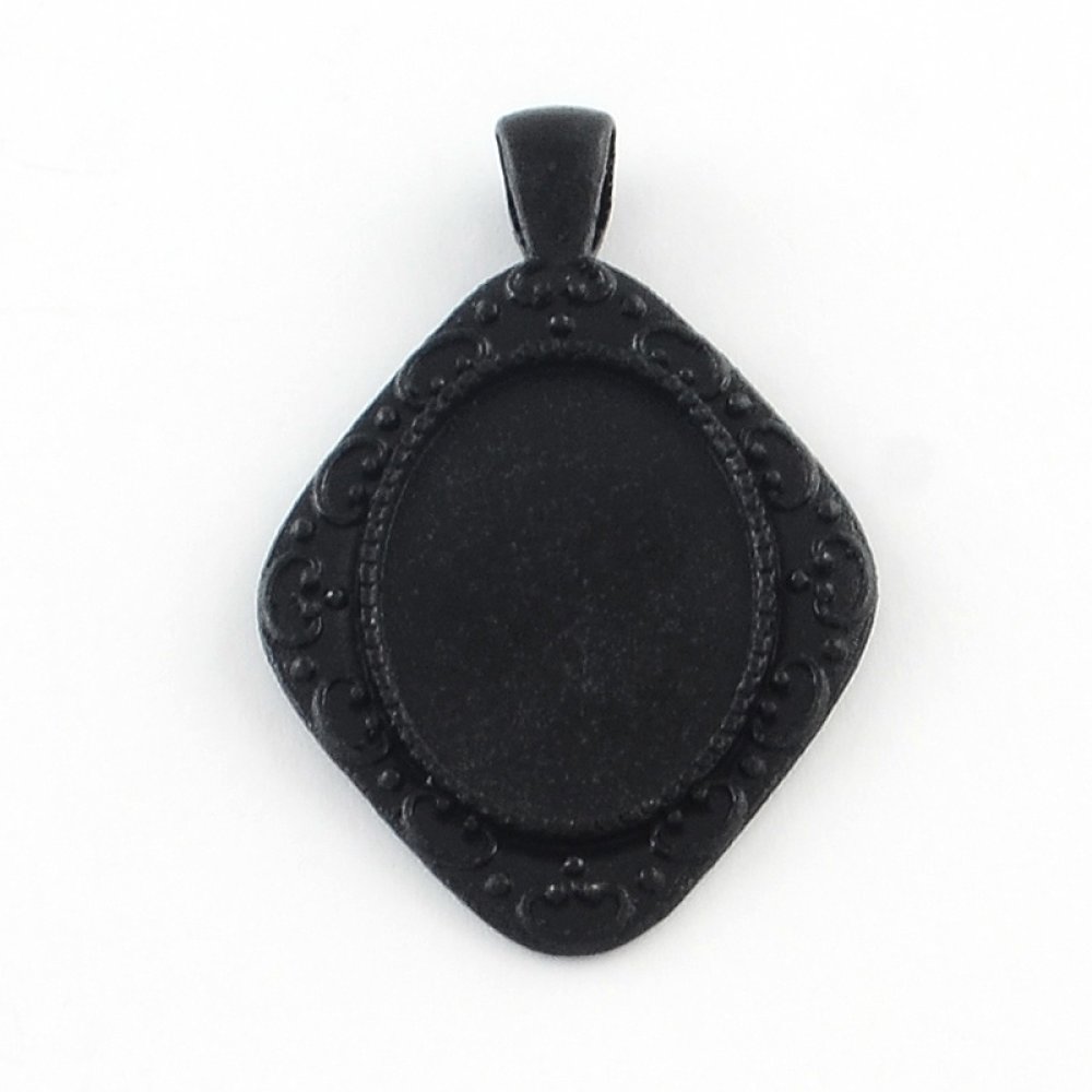 10 x 25 X 18 mm Svart cabochonhållare, cabochonhängare 304-20
