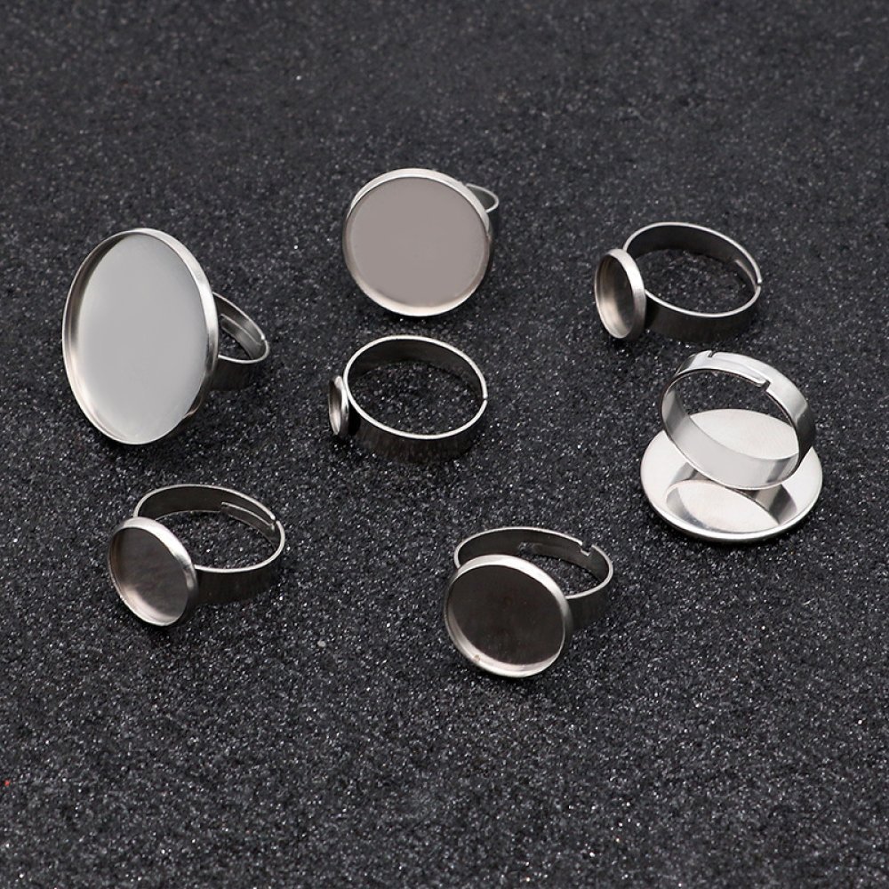 10 x 10 mm ring cabochonhållare Silver N°04