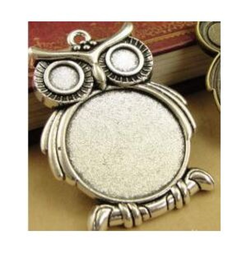 10 x 25mm silver cabochon hållare, cabochon hängen