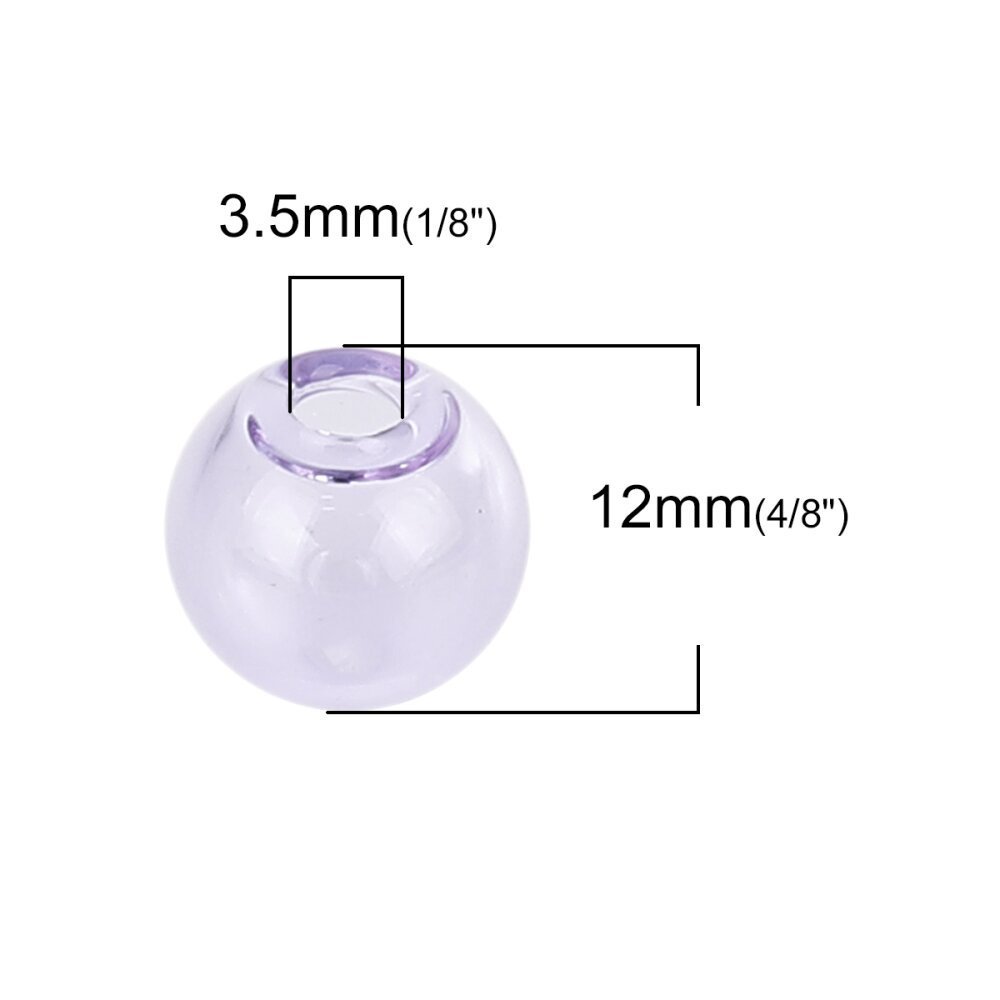 1 rund glaskula att fylla 12mm Purple