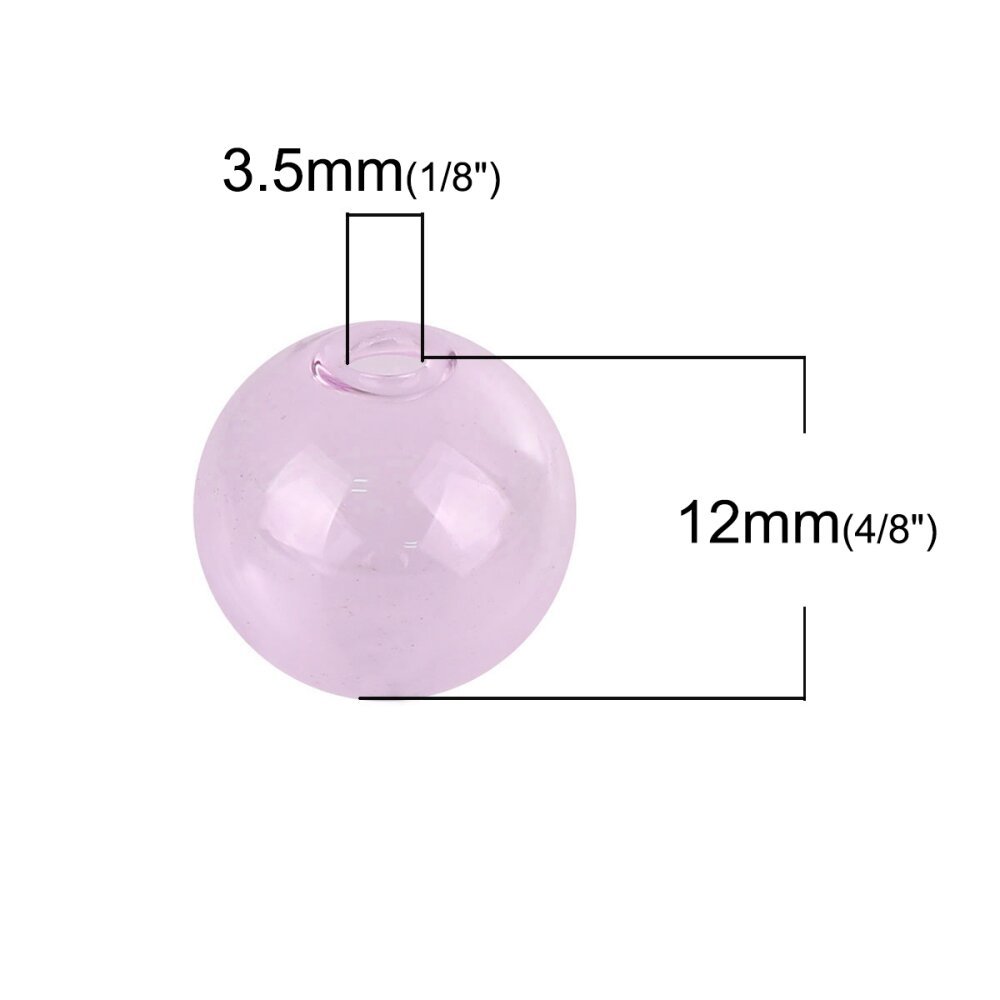 1 rund glaskula att fylla 12mm rosa