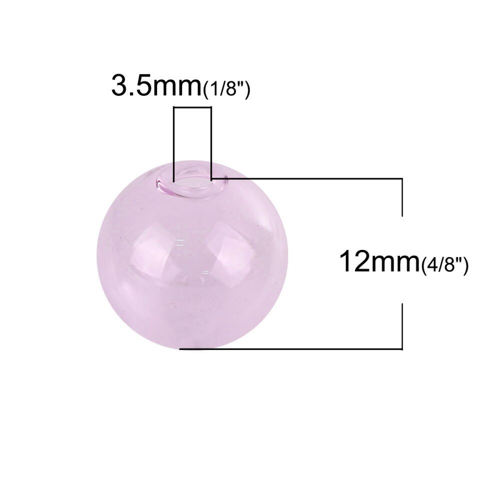 1 rund glaskula att fylla 12mm rosa