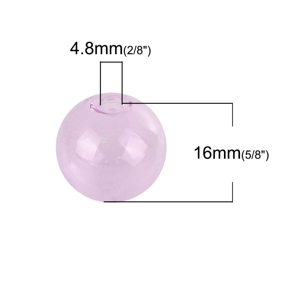 1 x 16 mm rund glaskula Rosa att fylla på