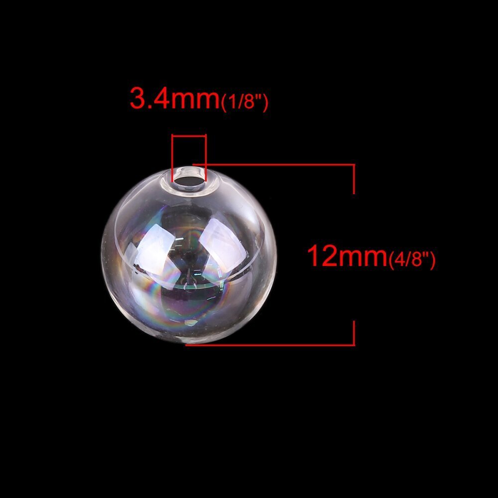 1 rund glaskula att fylla 12mm AB Transparent